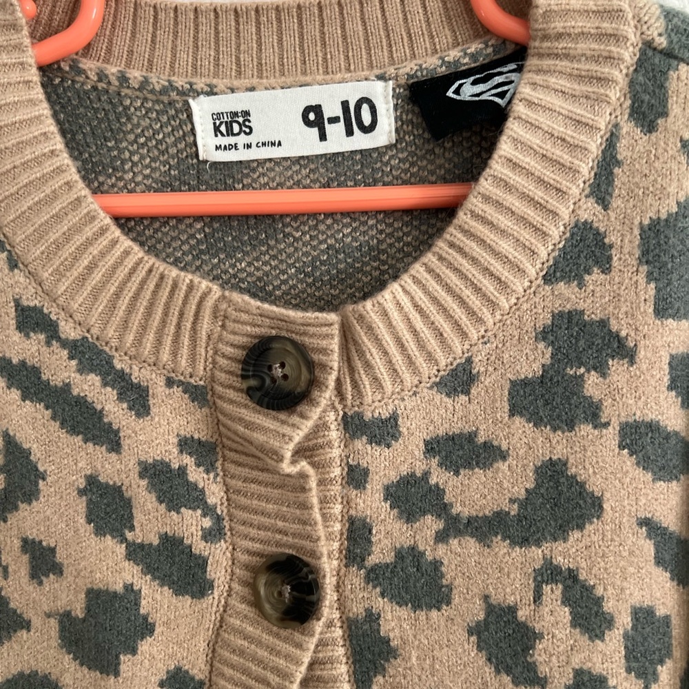 Girls brown Superman button up cardigan sweater. - Picture 2 of 13